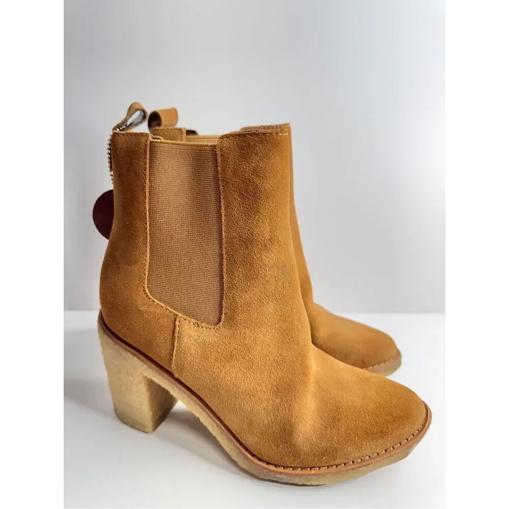 Lauren Ralph Lauren Boots Size 5.5 Women Brown Suede‎ Water Resistant Chelsea